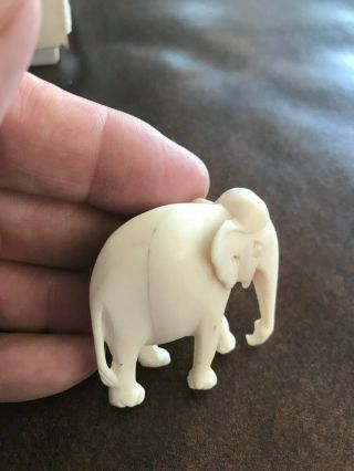 Small Vintage Old Antique Ivory Colored Hand Carved Japanese Chinese ? Elephant 3