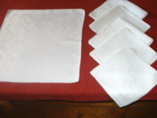 Formal Dining - 6 Quality Vintage Large White Damask Napkins 21 Inches Square