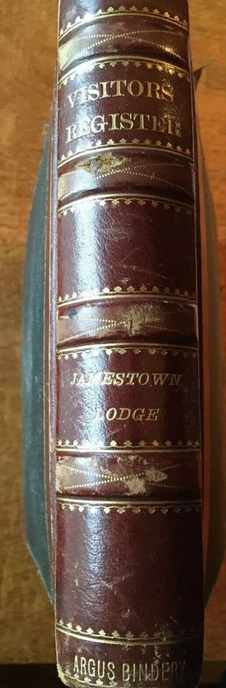 Vintage Masonic Lodge Guest Registry Book 1880’s Jamestown North Dakota Bound