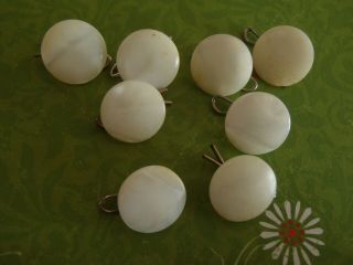 8 Antique Vintage Pearl Buttons Thick White 15mm Sew Craft Jewelry Knit Quilt