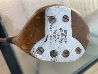 Antique Wood Hickory Bamboo Laminated Shafted Golf Club - Btn - Driver