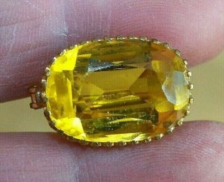 C1910 Antique Edwardian Jewellery Gold Galleried Citrine Paste Brooch Lace Pin