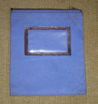 Vintage Blue Canvas Zippered Coin Money Bank Bag
