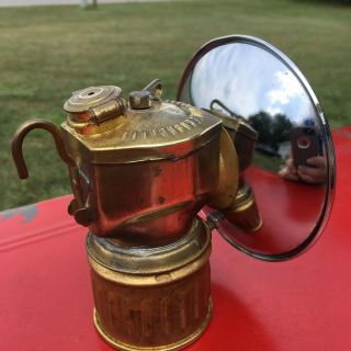 Antique Just Rite Miners Head Lamp Brass