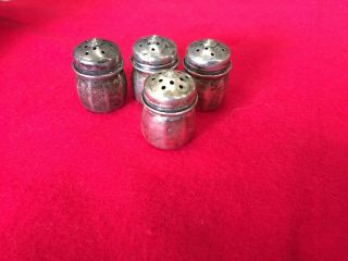 Unbranded Vintage Sterling Silver Spice Shakers 4 Piece Set.  925 26 Grams.  9 Oz