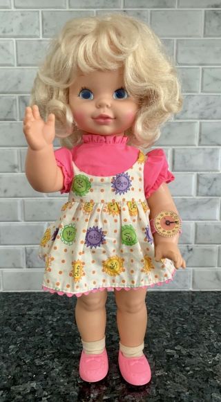 Vintage 1964 Mattel Timey Tell Doll 17” Orig Outfit Watch Orig Owner Pull String