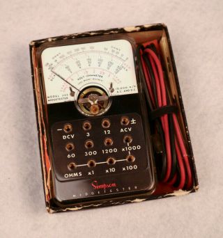 Simpson New? Midgetester Model 355 Volt - Ohmmeter Vintage Analog Meter Tester