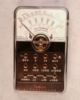 Simpson NEW? Midgetester Model 355 volt - ohmmeter vintage analog meter tester 4