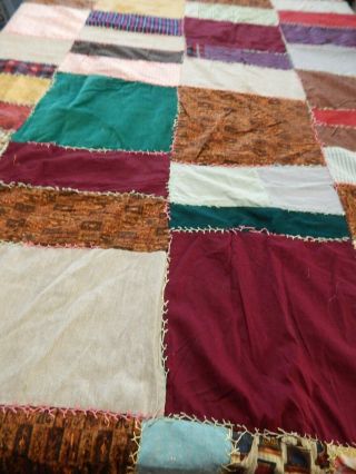 Vintage Quilt Top Multi Color Hand Stitched Scrappy Primitive 50 " X 86 "