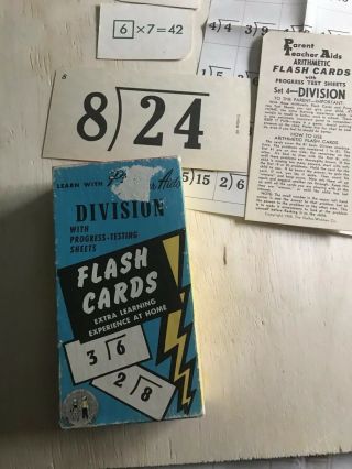 Antique Vintage 1958 Division Flash Cards Game Play Way Math Teacher School Usa