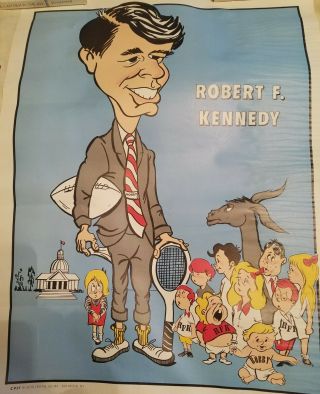 1968 Robert Kennedy Caricature Campaign Poster 17 1/2 " X 24 "