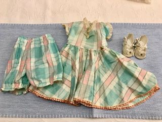 Vintage American Character 24 " Sweet Sue Plaid Dress Bloomers & Shoes