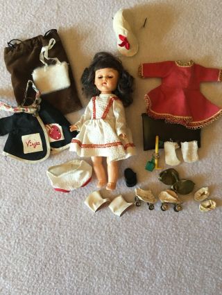 Vintage Virga Ginny Doll Clone Walker Dark Brown Hair 1950s