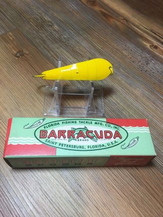 Vintage Fishing Lure Barracuda Reflecto Spoon Yellow Old Bait
