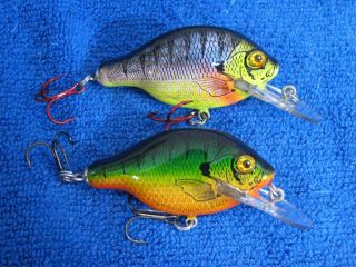 Bagley ' s Small Fry Bream Crankbaits Two Vintage Balsa Wood Fishing Lures 2