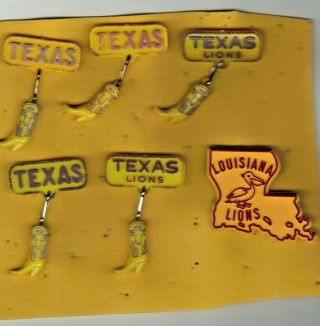 Lions Club Pins 6 Texas/louisiana Plastic Pins.