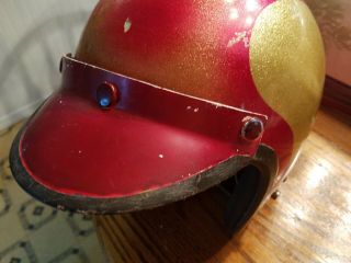 Vintage SHOEI Red & Gold Glitter Metalflake Motorcycle Helmet with Red Visor 4