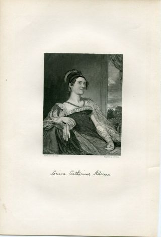 1868 Steel Plate Engraving Louisa Catherine Adams 1775 - 1852 Portrait Nat Galler