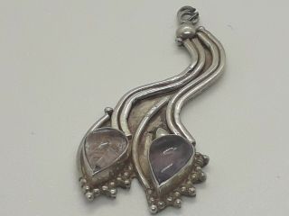 Antique Victorian Solid Silver Amethyst And Rock Crystal Pendant.