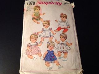 Vintage Simplicity 7970 Pattern For Betsy Wetsy,  Giggles,  Etc.  Wardrobe