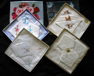 12 Vtg Handkerchiefs Boots Swiss Lace Hand Loom Embroidered Ireland Cotton