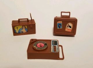 Vintage Barbie 1971 Busy Ken Holding Hands Accessories Tv Set Record Suitcase