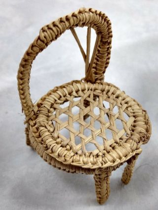 Big Imports Wicker Dollhouse Furniture Miniature Kitchen Table Chairs VTG 2