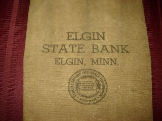 Vintage Canvas Bank Deposit Bag - Elgin State Bank - Elgin,  Minnesota Mn