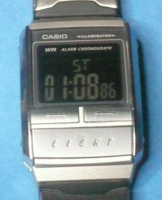 CASIO A200 Illuminator Inverse LCD Watch Chronograph Runs - Partial Band 8