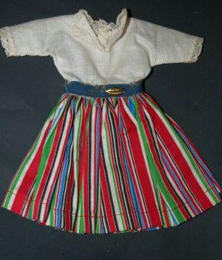 Vintage Dress Ideal Little Miss Revlon Doll Red/green Stripe Wht 1950s