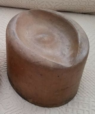 21 1/2 inch vintage wooden hat block,  Hamburg style with wooden base 2