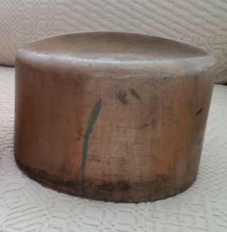 21 1/2 inch vintage wooden hat block,  Hamburg style with wooden base 4
