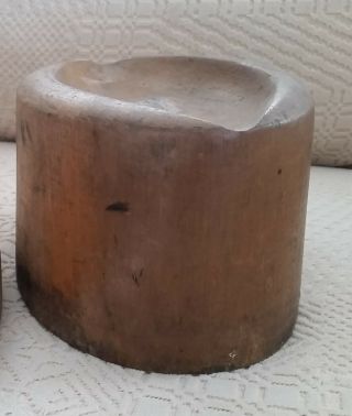 21 1/2 inch vintage wooden hat block,  Hamburg style with wooden base 5