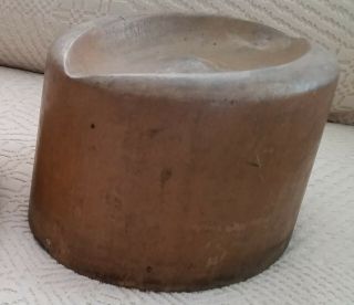21 1/2 inch vintage wooden hat block,  Hamburg style with wooden base 7