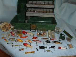Vintage Fishing Tackle Box Plas - Tak 4250 W/fly & Fishing Lures Plus More No/r