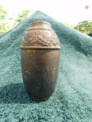 Antique Art Nouveau Small Bronze Vase Marked Wmf