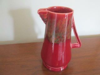 Ducal Ware Antique Red Drip Glaze Pitcher Triangular Handle & Spout Stamped X8