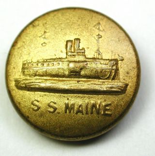 Bb Antique Brass Button Ss Maine Cargo Ship 9/16 " Ww1 Era Unusual