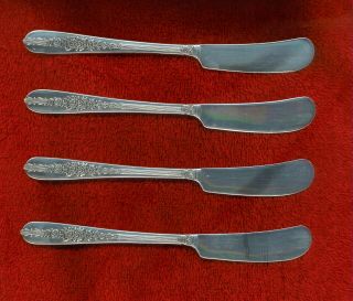 Oneida Nobility Plate Royal Rose 4 Butter / Cheese Spreaders Knives