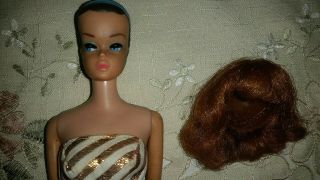 Vintage Barbie Fashion Queen With Swimsuit & Red Flip Wig,  Vgc