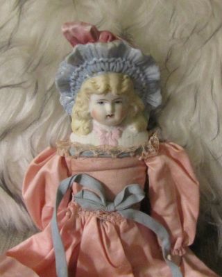 Antique Parian Bonnet Head China Doll 12 Inches