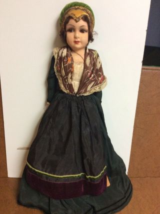 Vintage Ethnic Doll Old Antique Lenci Type Boudoir