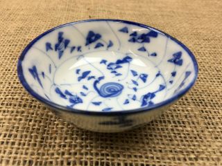Antique Hand Painted Blue & White Chinese Porcelain Bowl