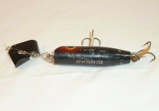 Vintage Fred Arbogast Sputterbuzz Black Topwater Spinner Lure (2 - 1/4 " Body)