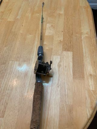 Vintage Great Lakes Ice Fishing Pole And Reel - 25 Inches