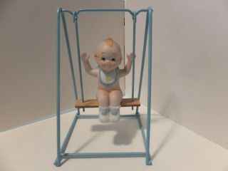 Boy Vintage Lefton Kewpie Doll Bisque Porcelain Figurine Swing Set 05314