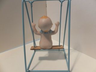 BOY Vintage Lefton Kewpie Doll Bisque Porcelain Figurine swing set 05314 5