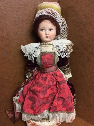 Vintage Antique Papier - Mâché Head Lenci Type Boudoir Doll Jointed 20”