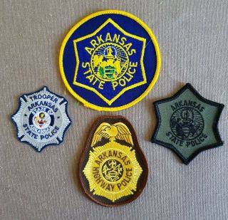 Usa - 4 X Different State Police Patches - Arkansas