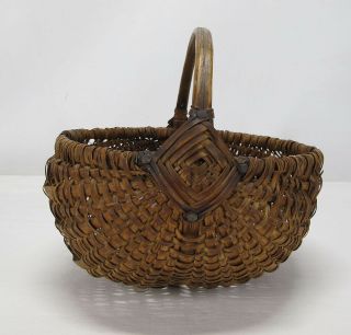 Antique 19th C 1800s American England Primitive Splint Basket Eye Of God Yqz